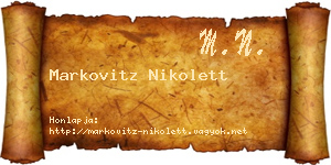 Markovitz Nikolett névjegykártya